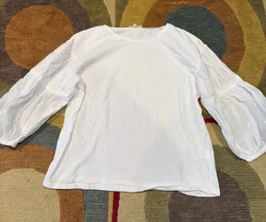 Madewell White Puff Sleeve 3/4 Sleeve Tee Shirt Top Women’s Size Medium thumbnail 1