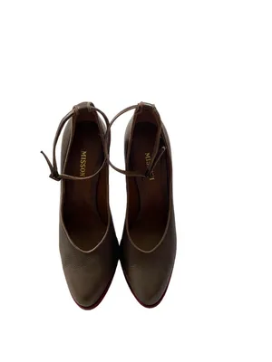 Missoni Designer Leather Ankle Strap Pumps Brown Size 38 Quiet Luxury Boho Glam thumbnail 5