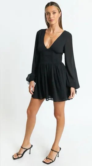 Revolve Showpo Calista Mini Dress in Black Size 6 thumbnail 1