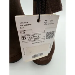 Mango Chocolate Brown Supple Bovine Suede Leather Round Toe Ankle Boots 8.5 thumbnail 6