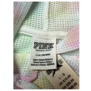Victoria’s Secret PINK Mesh Tie Dye Pullover Hoodie – Rainbow Pastel – Large NWT thumbnail 7