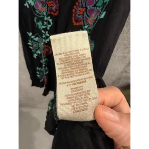 Free People Womens Mini Dress Medium Black Boho Embroidered V-Neck Sleeveless thumbnail 6