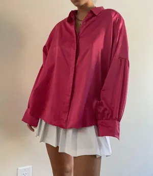 The Vintage Shop Pink Silk Vintage Blouse Button Down thumbnail 2