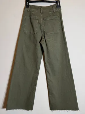 Miou Muse Wide Leg Denim Jeans Women's Small Faded Olive Raw Hem Festival NWOT thumbnail 10