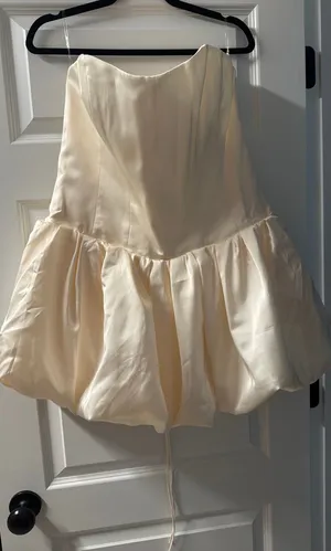 Oh Polly Bubble Fabiola Lace-Up Hem Corset Mini Dress Ivory thumbnail 1