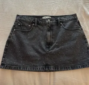 Abercrombie High-Rise Denim Skirt with rhinestones thumbnail 1