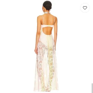 For Love & Lemons Lace Floral Maxi Gown Pastel Multi Pink Yellow NWT M thumbnail 5