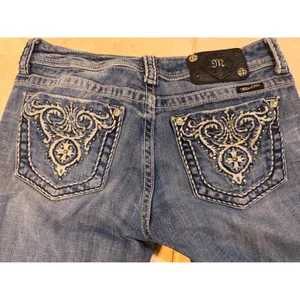 Miss Me JP5341B Bootcut Jeans Medium‎ Wash Embroidered Rhinestone Womens 30 thumbnail 8