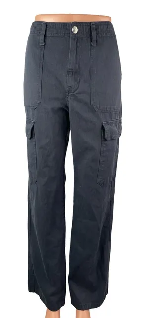 Zara Women's Black High Waisted Utility Straight Leg Y2k Trousers Pants Size 6 thumbnail 1