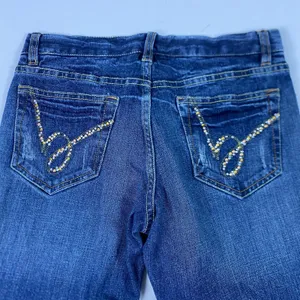 Bebe Women's Denim Jeans 27x31 Beaded Medium Sequin Bejeweled Bootcut Rhinestone thumbnail 3