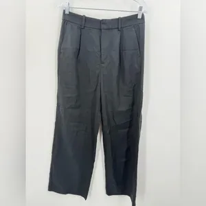 Madewell Women's Linen Blend Black Pleated Trouser Pant Slouchy Straight Size 2‎ thumbnail 2