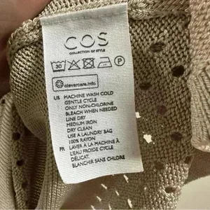 COS Women’s Short Sleeve Knit Summer Sweater‎ Beige Cream Cutout Minimalist M thumbnail 4