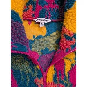 Pretty Garbage Oversized Crop Sherpa Fleece Half Zip Pullover Sz M Chunky Funky thumbnail 6
