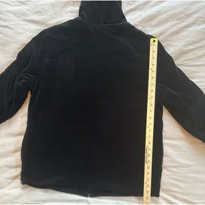 Real Clothes Women Black Velour Quilted Zip Up Hoodie Sweatshirt Size Large thumbnail 7
