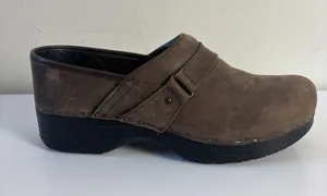 Abeo Bio System Eve Brown Leather Clogs Sz 9 N Slip Resistant Rubber Sole thumbnail 1