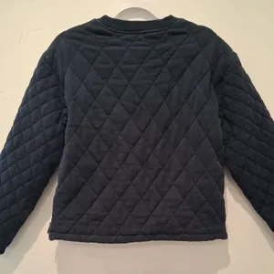 Athleta Sweatshirt Navy Blue Retroplush Quilted Crewneck Side Zippers size Small thumbnail 7