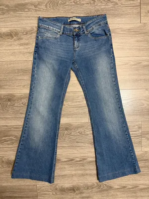 Zara TRF Denim Women Flare Jeans Size 6 Medium Wash‎ Blue Low Rise 30x29 Y2K thumbnail 1