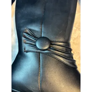 Valley Lane Black Ruched Button Knee High Boots Wide Width 7WW Witchy thumbnail 8
