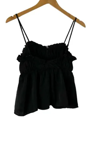 American‎ Eagle Outfitters Satin Babydoll Top Size Small Black thumbnail 1