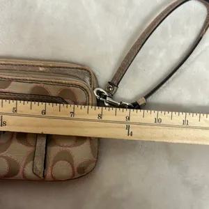 Coach Tan and Pink Signature Wristlet Clutch thumbnail 11