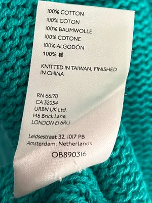 Free People Inside Out Pullover Teal Turquoise Cotton Slouchy Cropped Sweater XL thumbnail 7