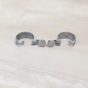 Vintage Clip On Earrings 0.75" Matte Silver Tone Simple Classic Hoops thumbnail 4
