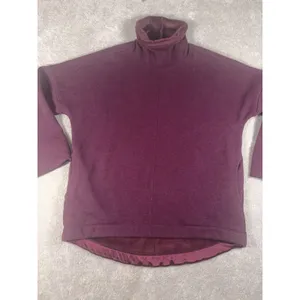 Athleta Cozy Karma Funnel Neck Sweatshirt Womens M Burgundy Fleece Lined thumbnail 2