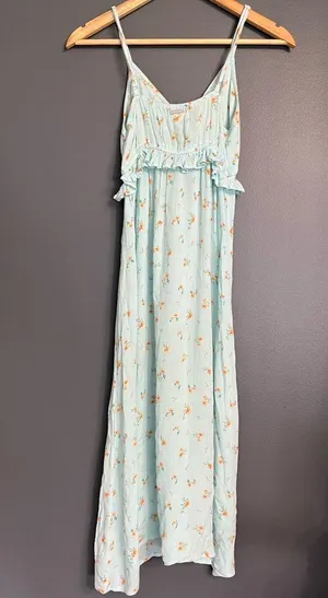 BILLABONG Cottage Core Light Blue Sleeveless Maxi Dress Women’s Sz XS EUC thumbnail 4