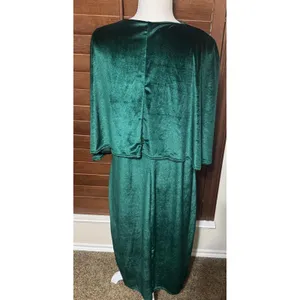 Club L London Green Velvet Cape Midi Dress V-Neck Sheath XXL holiday Cocktail thumbnail 6
