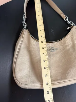 Coach Teri Hobo Bag Purse Beige Leather w Crossbody Strap thumbnail 8