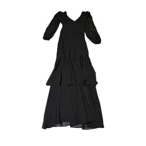 NWT Lulus Size XS Tier Elegance Black Long Sleeve Tiered Maxi Dress Formal Glam thumbnail 3