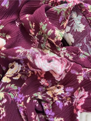 WAYF Burgundy Floral Midi Dress M V Neck Lined Boho Cottagecore‎ thumbnail 5