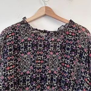 Misa Los Angeles Vera Floral Long-Sleeve Ruffle Blouse‎ Black Size Small thumbnail 9