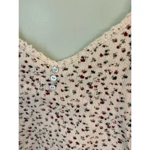Vtg Express Tricot Floral‎ Babydoll Large Ribbed Cotton Tank Top Y2k Coquette thumbnail 6