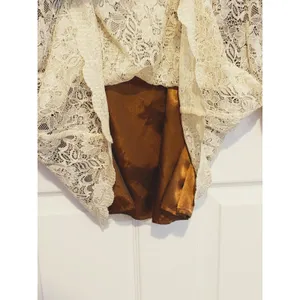 Laundry Coquette Babydoll Lace Dress Size 12 Cream Brown Cottage Boho Ren Faire thumbnail 7