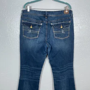 American Eagle Women 16 Kick Boot Jeans Western Cowgirl Festival Stretch Blue thumbnail 8