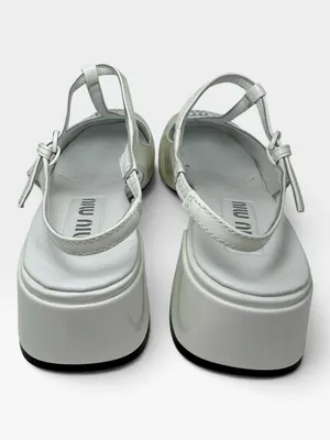 Miu Miu Authentic White Patent Leather Mary Jane TStrap Slingback Heel Pumps 36 thumbnail 6