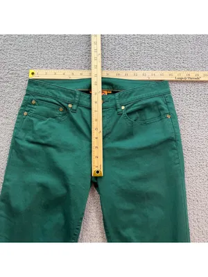 Tory Burch Ivy Super Skinny Jeans Women’s 29 Emerald Green Stretch Gold Logo thumbnail 3