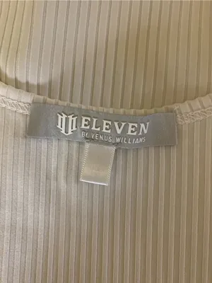 Eleven By Venus Williams White Ribbed Square Neck Tank Top Tennis Athleisure S thumbnail 4