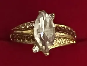 &merci Gorgeous Stainless Steel Golden w/ Cubic Zirconia Gemstones Statement Ring S 7 thumbnail 1