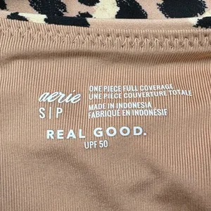 Aerie Leopard Cheetah Print Wrap Swimsuit One Piece Full Coverage Beach Small‎ thumbnail 5