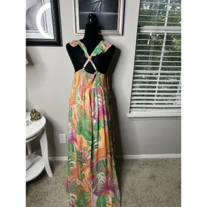 SKIES ARE BLUE Women's L Tropical Floral Maxi Dress Lined thumbnail 10