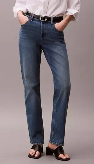 NWOT Women’s Calvin Klein Mid-Blue Straight Leg Jeans thumbnail 1