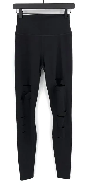 ALO YOGA 7/8 High-Waist Ripped Warrior Black S thumbnail 1