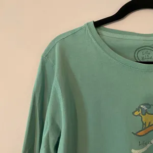 Life Is Good Blue Dachshund Dog Sledding Winter Long Sleeve Shirt Cotton Large thumbnail 3
