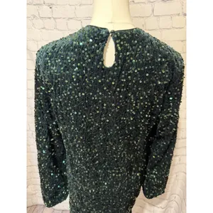 NWT Cupshe Green Sequin Embellished Long Sleeve Mini Dress Medium thumbnail 4