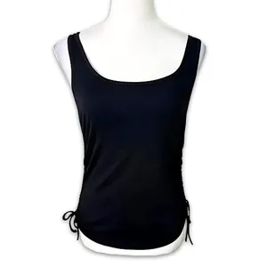 4th & Reckless Annoushka Tank Top Ruched Side Scoop Neckline Soft Black W L NWOT thumbnail 2