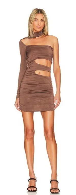 Superdown Minka Cut‎ Out Mini Dress in Brown Size Small thumbnail 1