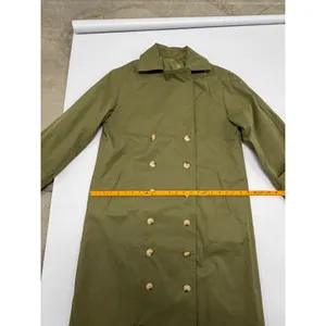Army Green Double Breasted Trench Coat Longline Jacket H9B641 Size M thumbnail 5