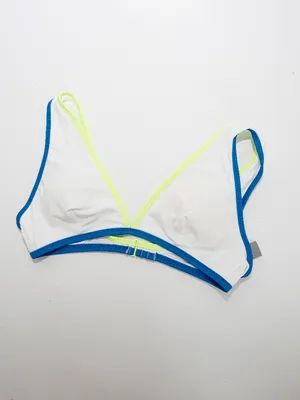 Aerie - White Contrast Trim Triangle Bikini Swim Top thumbnail 2